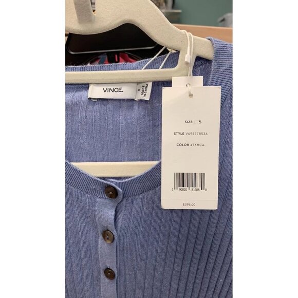 NWT VINCE Ribbed Henley T-shirt - Picture 7 of 10
